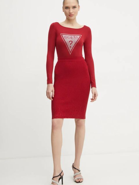 Guess spódnica ALICE kolor bordowy mini ołówkowa W5RD83 Z2Y50