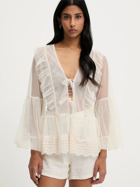 Answear.LAB bluzka damska kolor beżowy gładka