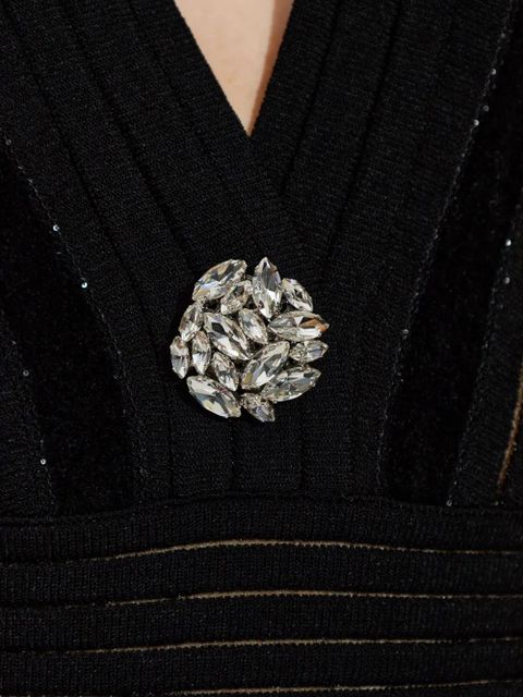 Balmain embellished-chest V-neck dress - Black
