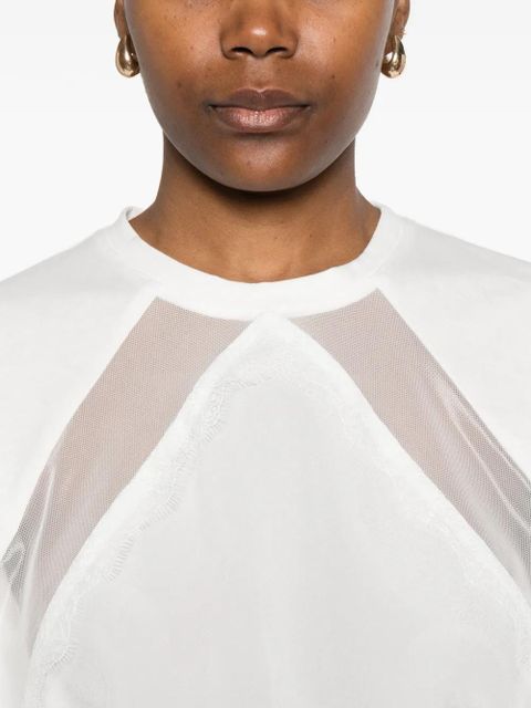 PINKO lace panel T-shirt - White