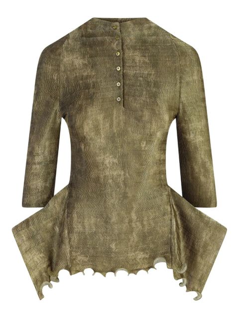 FENDI ruffled buttoned sweater - Green - zdjęcie produktu nr 2