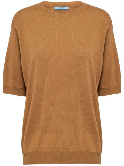 Prada triangle-logo cashmere knitted top - Brown - zdjęcie produktu nr 1