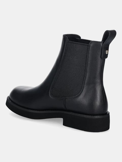 BOSS sztyblety skórzane Eleri damskie kolor czarny na płaskim obcasie 50558637