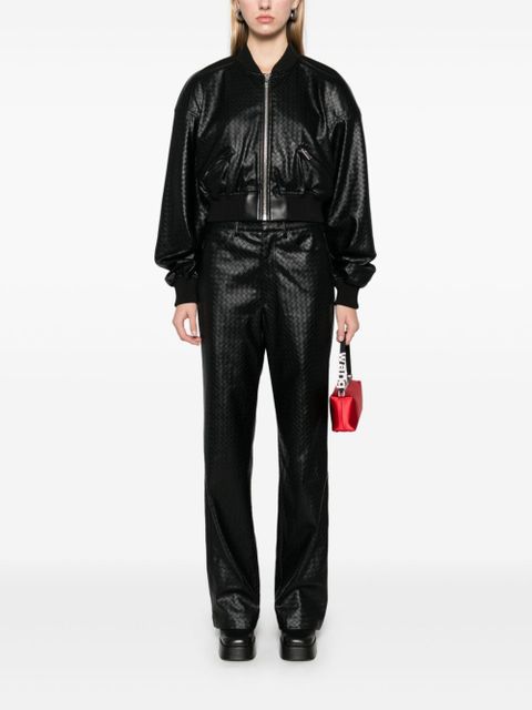 ROTATE BIRGER CHRISTENSEN braided cropped bomber jacket - Black