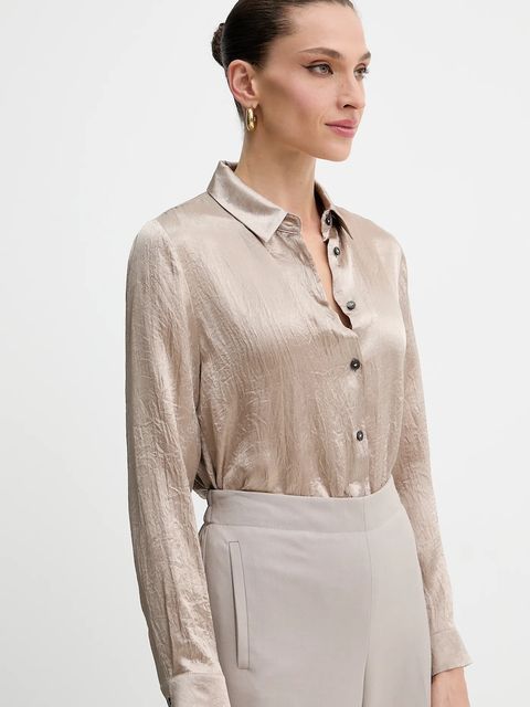 Marella koszula Emme by Marella damska kolor brązowy regular z kołnierzykiem klasycznym 2525116091200