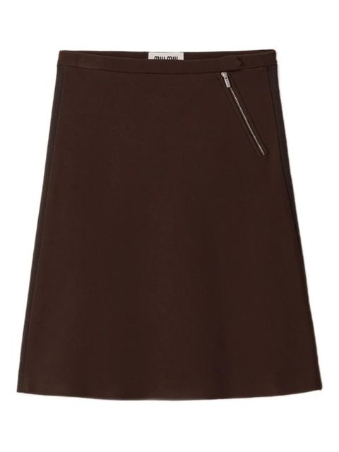 Miu Miu logo-detail ribbed mini skirt - Brown - zdjęcie produktu nr 1
