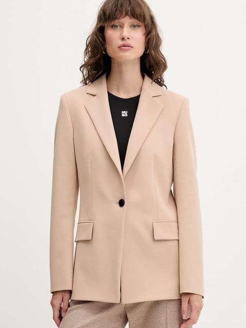 HUGO marynarka kolor beżowy jednorzędowa gładka 50546778 - zdjęcie produktu nr 1