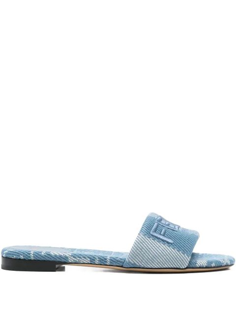 FENDI Sunshine logo-embroidered flat sandals - Blue - zdjęcie produktu nr 1