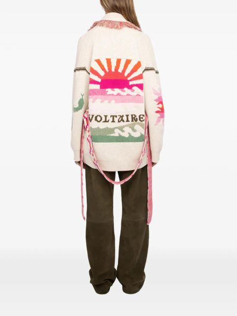 Zadig&Voltaire fringed belted cardigan - Neutrals