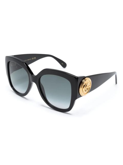 Gucci Eyewear logo-plaque round-frame sunglasses - Black - zdjęcie produktu nr 2