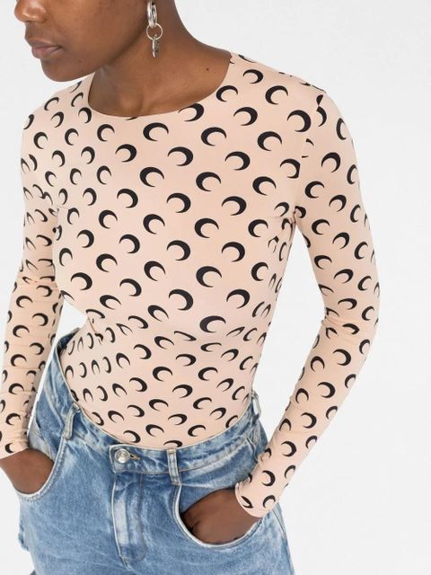 Marine Serre crescent moon-print second-skin top - Neutrals