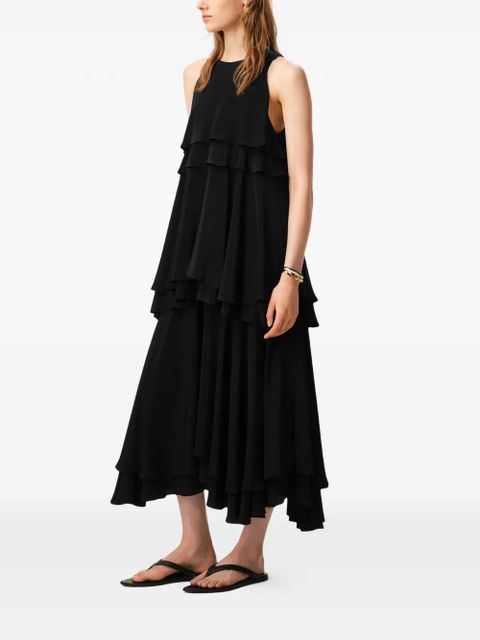 AMI Paris ruffled sleeveless midi dress - Black