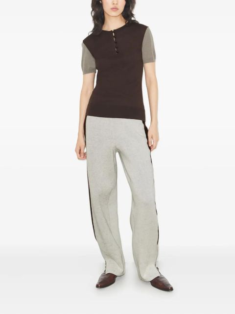 Tory Burch button wool henley T-shirt - Brown