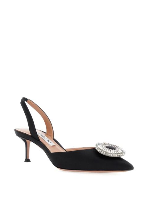 Aquazzura Crystal Hoop slingback pumps - Black - zdjęcie produktu nr 2
