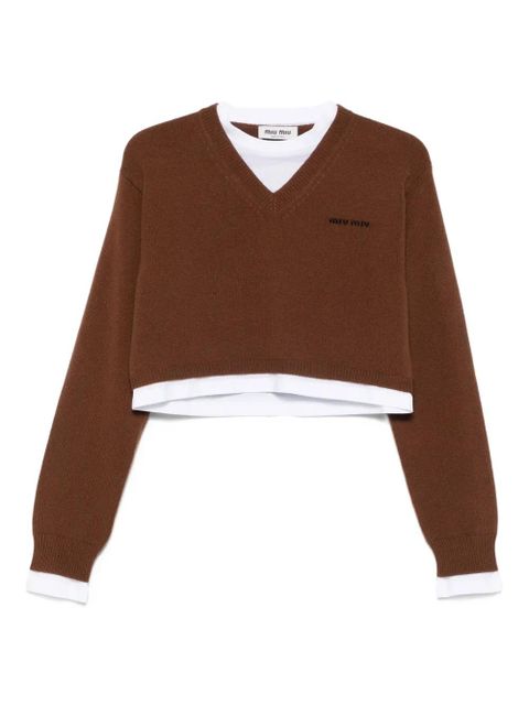 Miu Miu cropped sweater - Brown - zdjęcie produktu nr 1