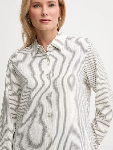 United Colors of Benetton koszula damska kolor beżowy regular z kołnierzykiem klasycznym 570QDQ0AL