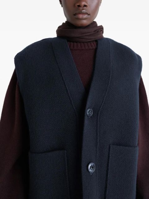 LEMAIRE patch-pocket V-neck cardigan - Blue