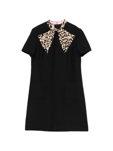 Valentino Garavani leopard-bow mini dress - Black - zdjęcie produktu nr 1