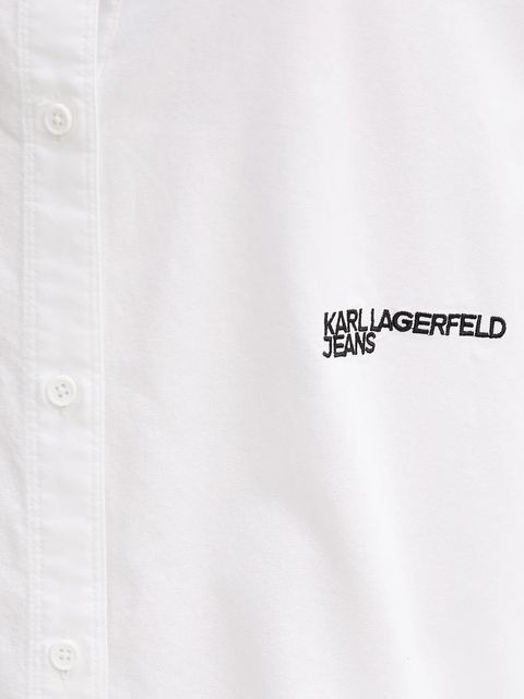 Karl Lagerfeld Jeans koszula bawełniana damska kolor biały relaxed z kołnierzykiem klasycznym A3W11010