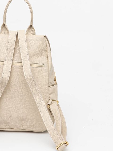 Answear.LAB plecak skórzany damski kolor beżowy mały gładki - zdjęcie produktu nr 2