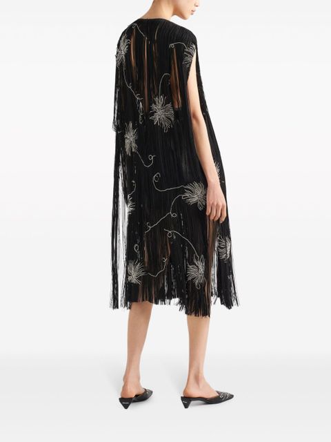 Prada fringed embroidered dress - Black