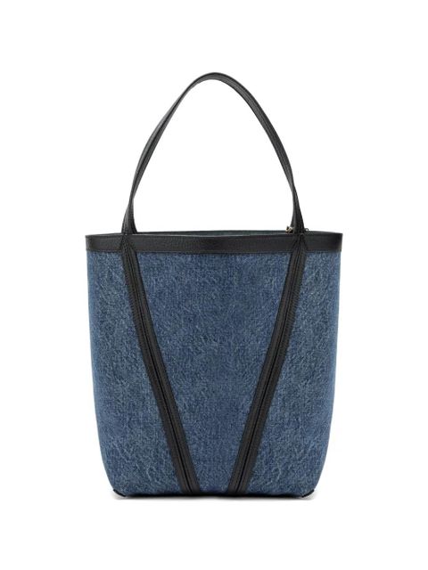 Chloé Spin leather-trim denim tote bag - Blue - zdjęcie produktu nr 2