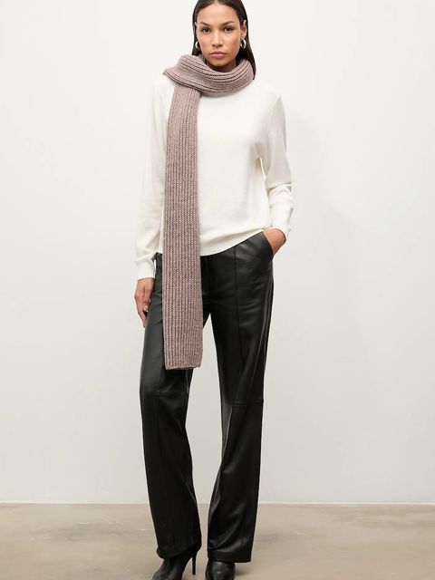 Answear.LAB szalik z wełną damski kolor brązowy gładki - zdjęcie produktu nr 1