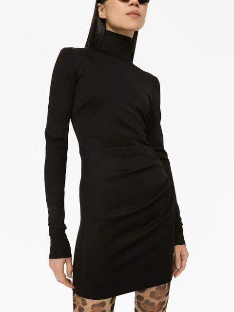 Dolce & Gabbana ruched high-neck minidress - Black