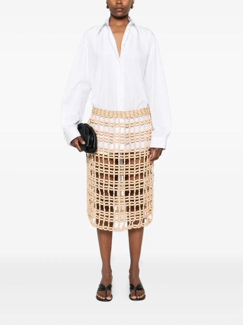TOTEME beaded grid midi skirt - Neutrals