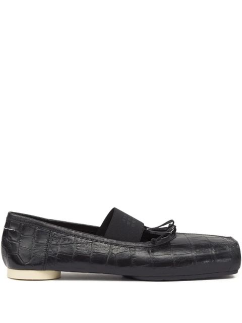 MM6 Maison Margiela crocodile-embossed ballet flats - Black - zdjęcie produktu nr 1