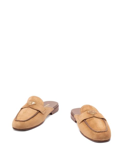 Prada logo-plaque flat mules - Neutrals
