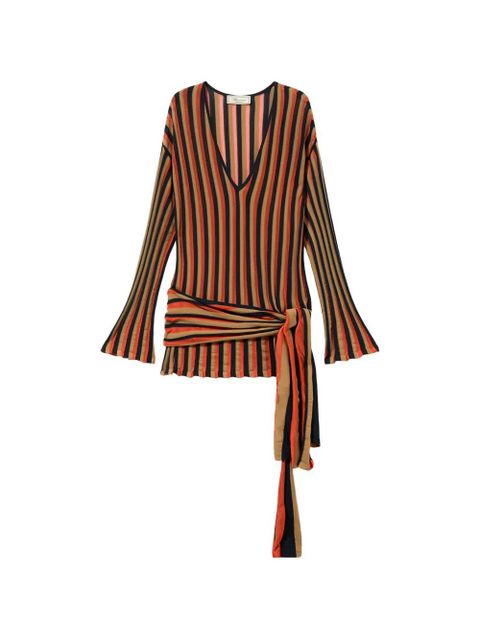 Blumarine striped V-neck dress - Black - zdjęcie produktu nr 1