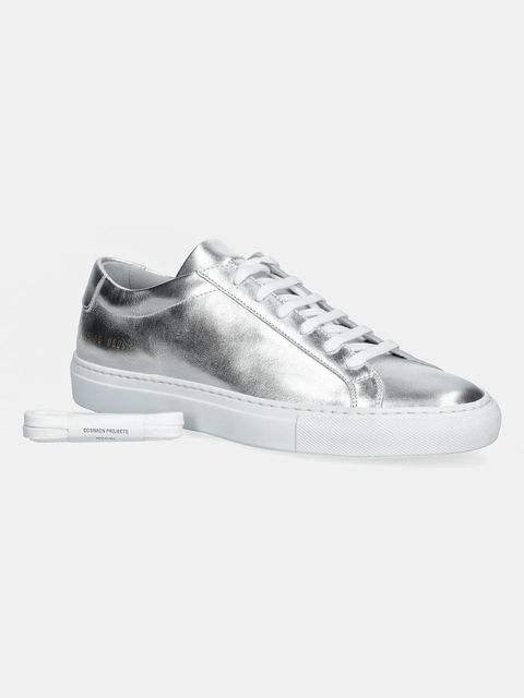 Common Projects sneakersy skórzane Achilles Shiny damskie kolor srebrny 6185