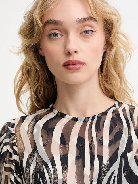 Answear.LAB bluzka damska kolor beżowy wzorzysta