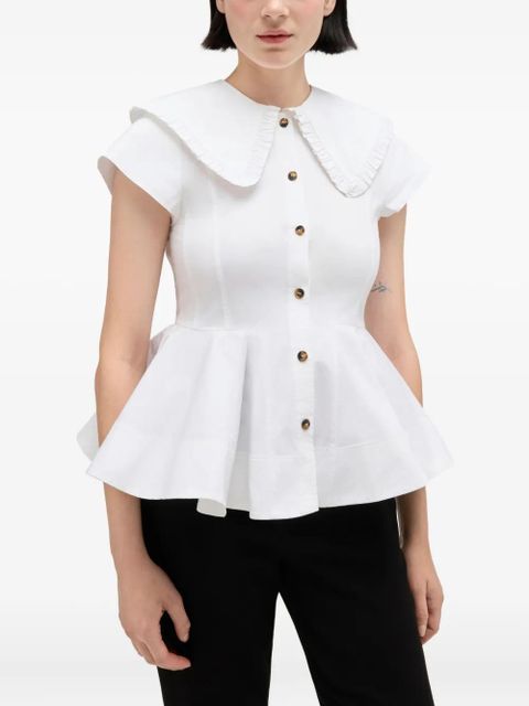 GANNI ruffled collar buttoned top - White - zdjęcie produktu nr 2