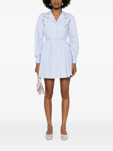Self-Portrait crystal-embellished shirtdress - Blue