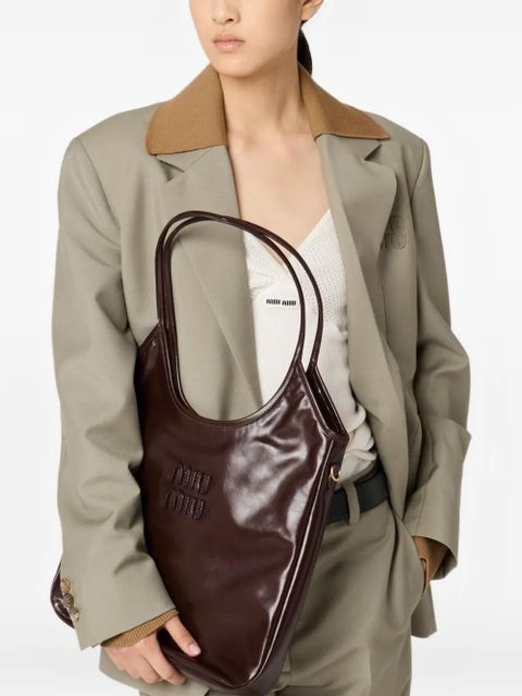 Miu Miu Ivy logo leather-lettering tote bag - Brown