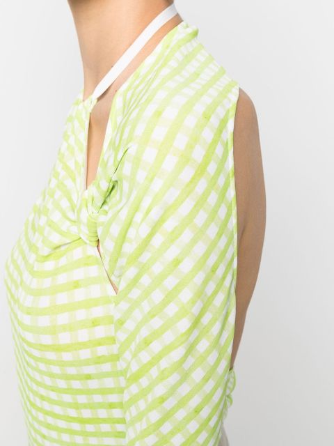 Jacquemus check-print cut-out bodysuit - Green