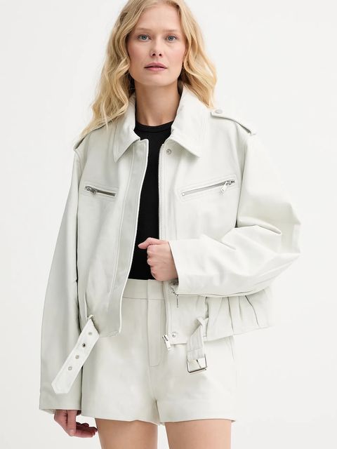 Gestuz ramoneska jeansowa kolor biały przejściowa 10910163