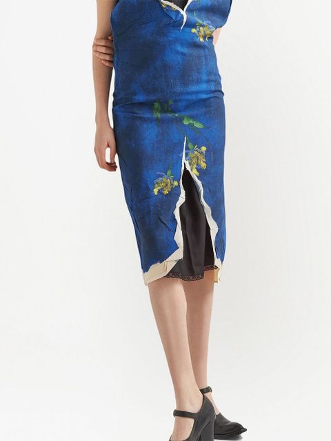 Prada floral-print sheath dress - Blue