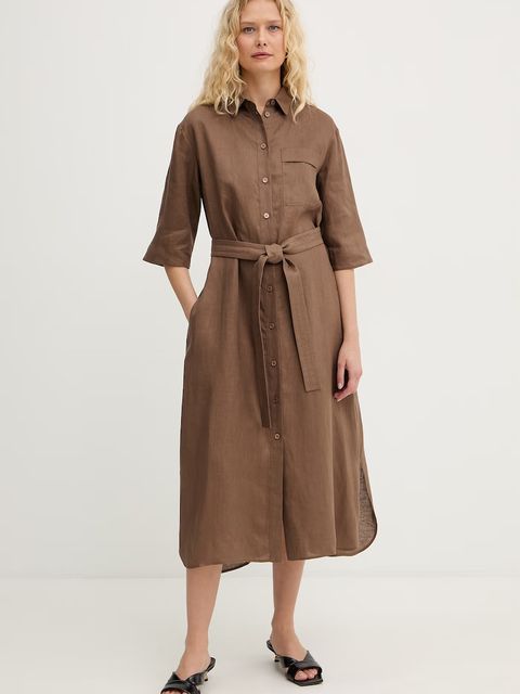 MM by Max Mara sukienka letnia lniana TABELLA - zdjęcie produktu nr 1