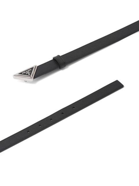 Prada logo-buckle Saffiano leather belt - Black