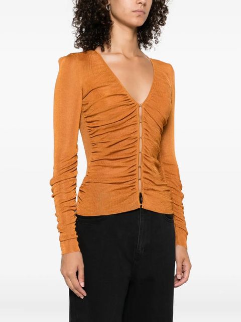 Self-Portrait V-neck gathered top - Orange