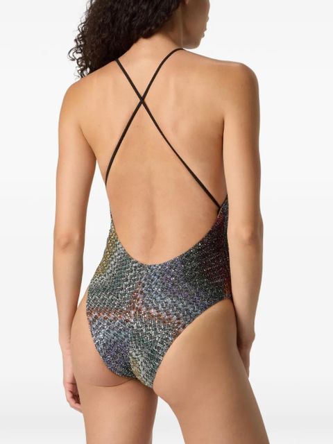 Missoni V-neck zigzag swimsuit - Grey