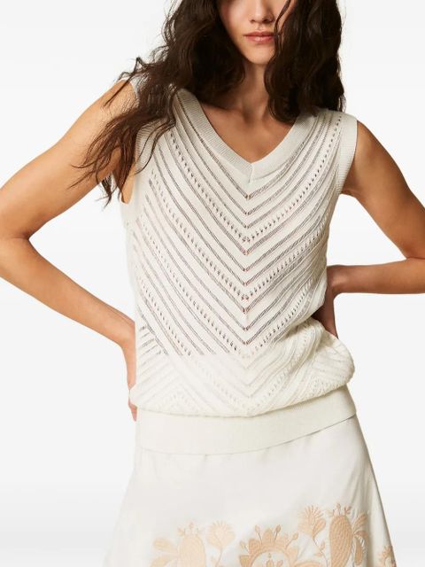 TWINSET pointelle-knit top - White - zdjęcie produktu nr 2