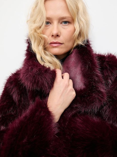 Answear.LAB płaszcz kolor bordowy