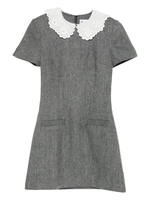 Self-Portrait herringbone mini dress - Grey - zdjęcie produktu nr 1