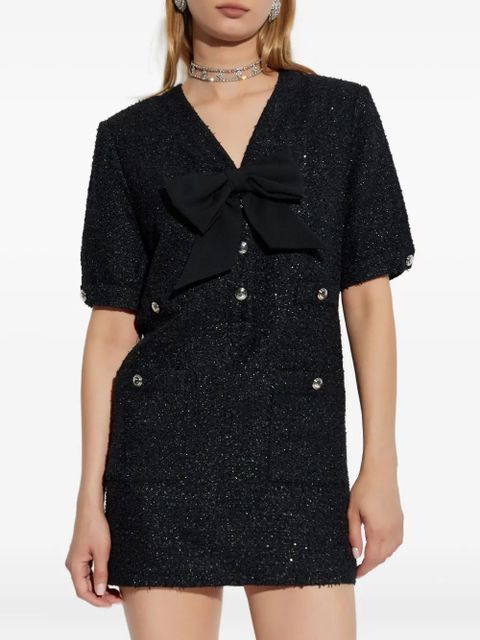 Alessandra Rich bow-embellished tweed dress - Black