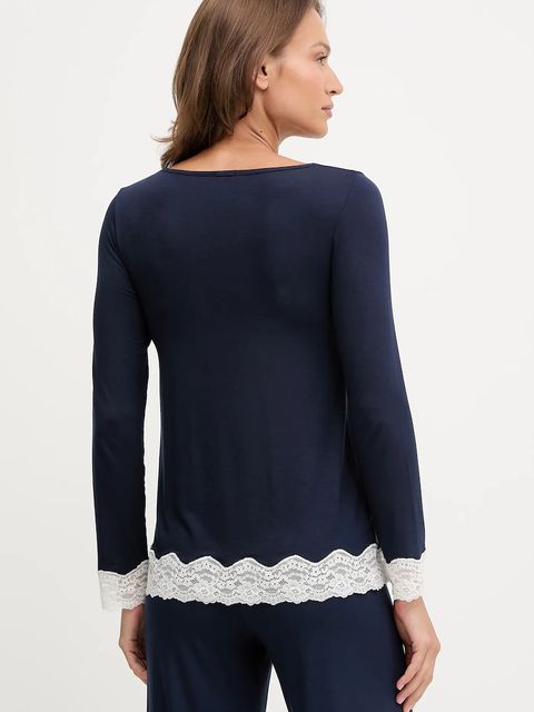 United Colors of Benetton longsleeve piżamowy kolor granatowy 3Z123M07X