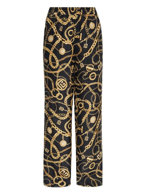 Balmain chain-print silk trousers - Black - zdjęcie produktu nr 1